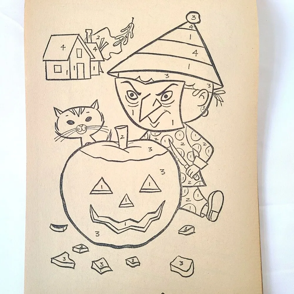 Vintage 1960s Childrens Color By The Numbers Coloring Activity Book Lowe Retro